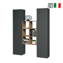 Moderne Wohnwand Bücherregal aus Holz mit 2 Schränken für Wohnzimmer Gemy RT Verkauf