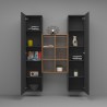 Moderne Wohnwand Bücherregal aus Holz mit 2 Schränken für Wohnzimmer Gemy RT Rabatte