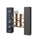 Moderne hängende Wohnwand, schwarzes Bücherregal mit Vitrine Tilla RT Angebot