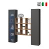 Moderne hängende Wohnwand, schwarzes Bücherregal mit Vitrine Tilla RT Verkauf
