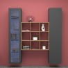 Moderne hängende Wohnwand, schwarzes Bücherregal mit Vitrine Tilla RT Sales