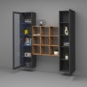 Moderne hängende Wohnwand, schwarzes Bücherregal mit Vitrine Tilla RT Rabatte