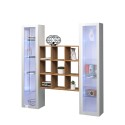 Hängende Wohnwand Bücherregal aus Holz mit 2 weißen Vitrinen Vila WH Angebot