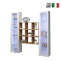 Hängende Wohnwand Bücherregal aus Holz mit 2 weißen Vitrinen Vila WH Verkauf