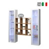 Hängende Wohnwand Bücherregal aus Holz mit 2 weißen Vitrinen Vila WH Verkauf