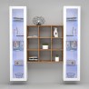 Hängende Wohnwand Bücherregal aus Holz mit 2 weißen Vitrinen Vila WH Rabatte