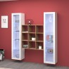 Hängende Wohnwand Bücherregal aus Holz mit 2 weißen Vitrinen Vila WH Aktion