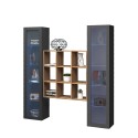 Moderne Wohnwand mit 2 Vitrinen und Bücherregal aus Holz Vila RT Angebot