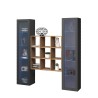 Moderne Wohnwand mit 2 Vitrinen und Bücherregal aus Holz Vila RT Angebot