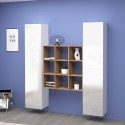 Weiße Hänge-Wohnwand mit 2 Schränken, Bücherregal, 9 Regalböden Pella WH Aktion