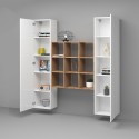 Weiße Hänge-Wohnwand mit 2 Schränken, Bücherregal, 9 Regalböden Pella WH Sales