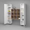 Weiße Hänge-Wohnwand mit 2 Schränken, Bücherregal, 9 Regalböden Pella WH Sales