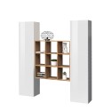 Weiße Hänge-Wohnwand mit 2 Schränken, Bücherregal, 9 Regalböden Pella WH Angebot