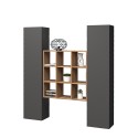 Moderne Wandregal-Kombination Pella RT aus Holz mit 2 Hängeschränken und Bücherregal Angebot