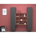 Moderne Wandregal-Kombination Pella RT aus Holz mit 2 Hängeschränken und Bücherregal Sales