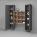 Moderne Wandregal-Kombination Pella RT aus Holz mit 2 Hängeschränken und Bücherregal Rabatte