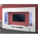 Weiße Wohnzimmer-Wand mit TV-Halterung, 2 Vitrinen und Hängeschrank Sultan WH Rabatte