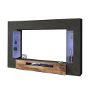 Moderne TV-Wohnwand Schwarz Holz mit 2 Vitrinen Hängeschrank Sultan AP Angebot