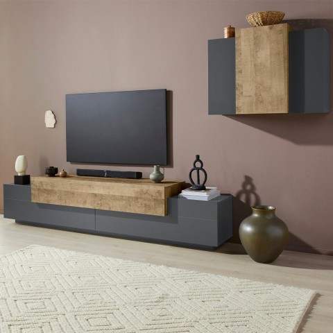 Moderne TV-Wandhalterung schwarz Holz Stady AP Aktion
