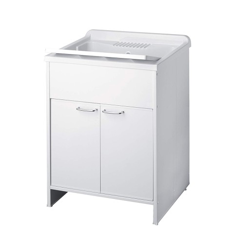 Mobiler Waschbeckenschrank für Waschküche mit Abdeckung, 2 Türen, 60x50 cm, 9002K Negrari Aktion
