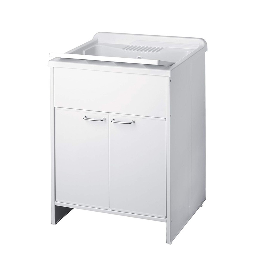 Mobiler Waschbeckenschrank für Waschküche mit Abdeckung, 2 Türen, 60x50 cm, 9002K Negrari Aktion