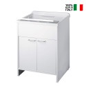 Mobiler Waschbeckenschrank für Waschküche mit Abdeckung, 2 Türen, 60x50 cm, 9002K Negrari Verkauf