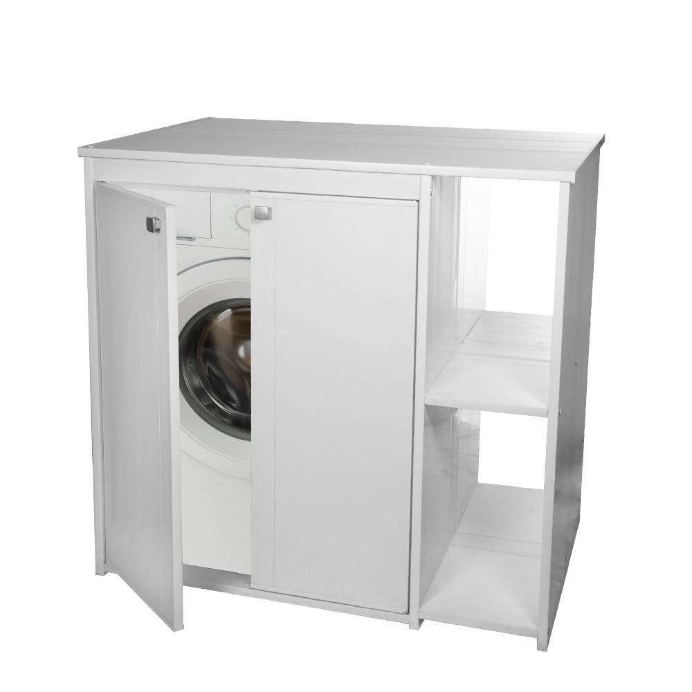 Externer weißer PVC-Schrank mit 2 Fächern für die Waschmaschine 5012PRO Negrari