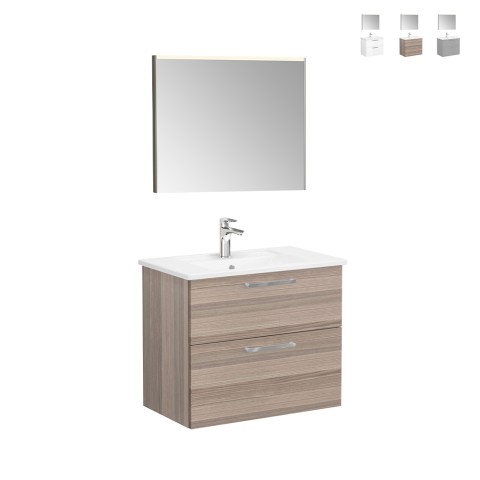 Abgehängter Badezimmerschrank 80 cm Waschbecken 2 Schubladen LED-Spiegel Root VitrA M Aktion