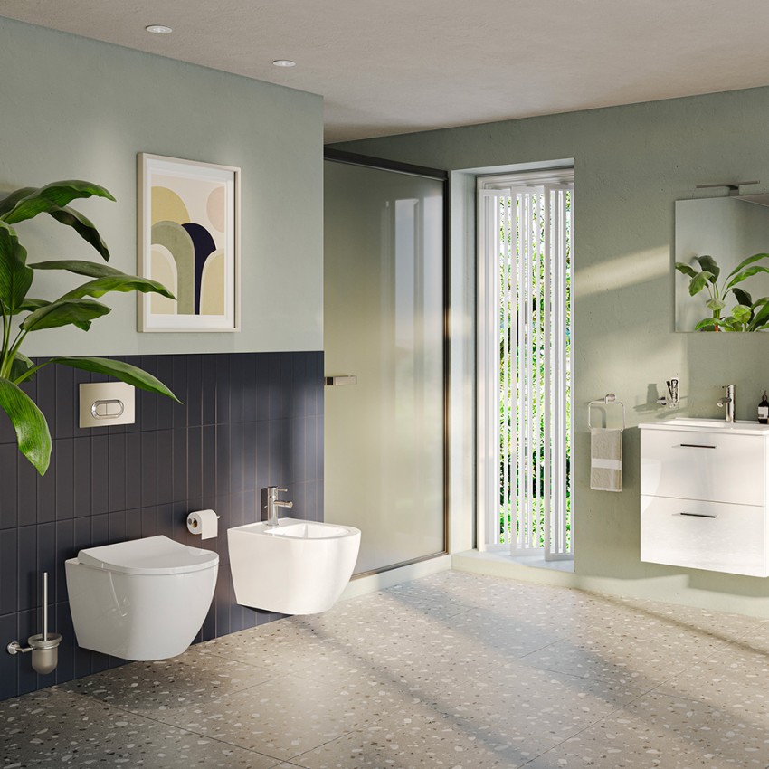 Wandhängendes WC-Becken mit Sitz und WC-Brille Mia Round VitrA