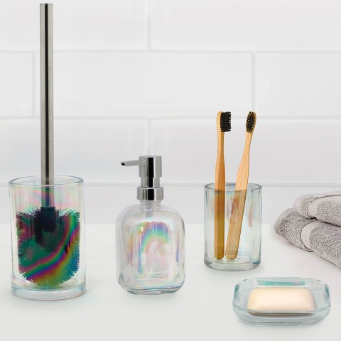 Badezimmer-Zubehörset aus Glas: Zahnbürstenhalter und Seifenschale Opal Aktion