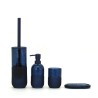 Badezimmer-Accessoire-Set Seifenschale & Zahnbürstenhalter aus blauem Glas Midnight Verkauf