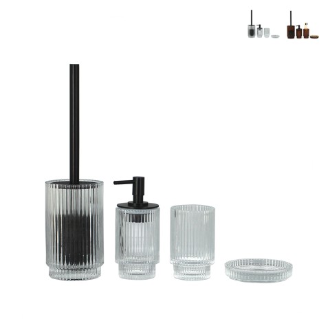 Badezimmer-Zubehörset Seifenspender Zahnputzbecher Glas Deco Aktion