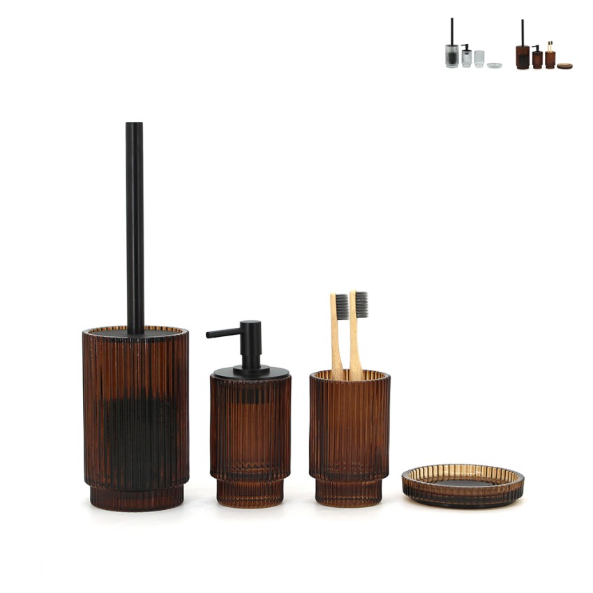 Badezimmer-Zubehörset Seifenspender Zahnputzbecher Glas Deco Verkauf
