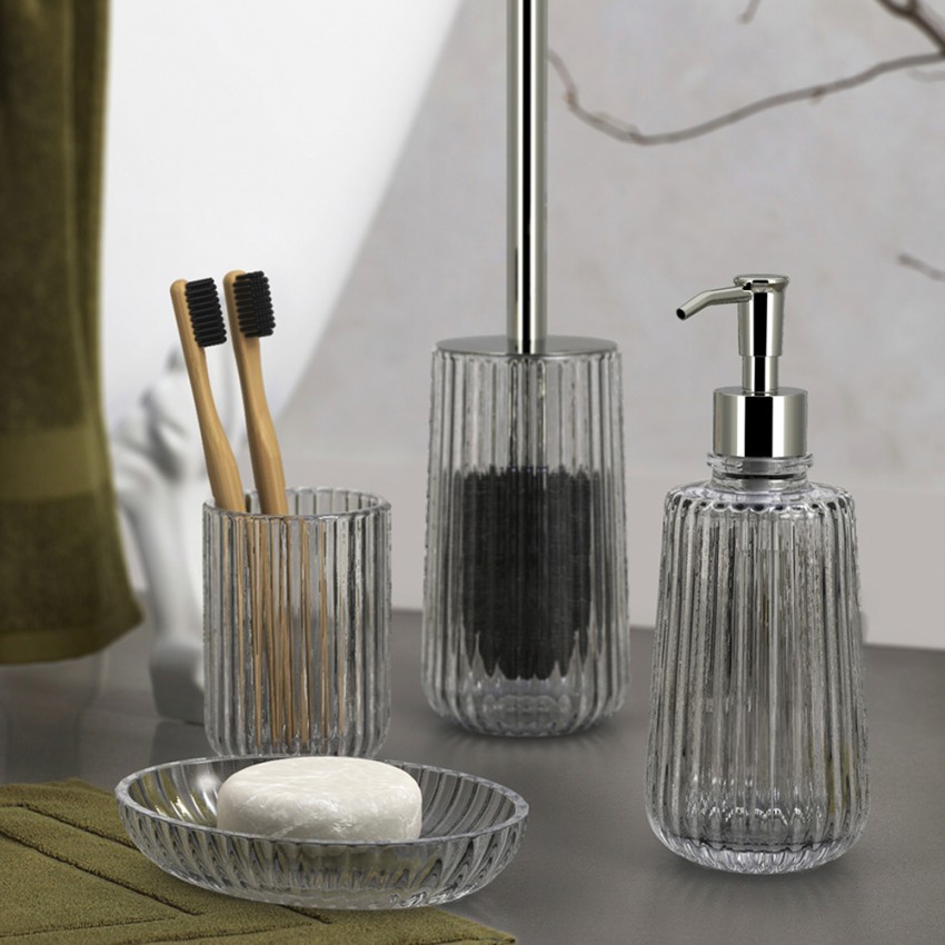 Badezimmerzubehör Zahnputzbecher Seifenschale Seifenspender aus Glas Retro Aktion Badezimmerzubehör Zahnputzbecher Seifenschale Seifenspender aus Glas Retro Aktion