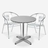 Tisch Set Rund 70 cm mit 2 Aluminiumstühlen für Garten, Bar, Außenbereich Fizz Aktion