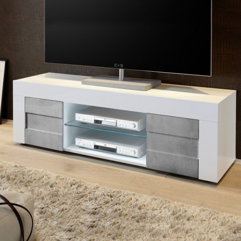 Weißes graues Wohnzimmer TV-Ständer 2 Türen Wireburn Petite Easy Aktion