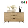 Sideboard Wohnzimmerschrank Eiche 2 Türen 3 Schubladen Huki Palma Verkauf