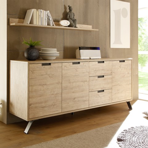 Moderne Holz-Kommode mit 3 Türen und 3 Schubladen 206cm Ekolu Palma Aktion