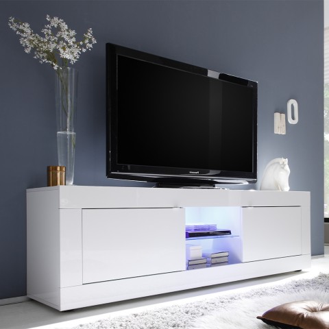 Moderner TV-Schrank Weiß Hochglanz mit 2 Türen Nolux Wh Basic Aktion