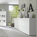 Weiße Hochglanz-Kommode Tribus Wh Basic mit 2 Türen und 3 Schubladen Rabatte