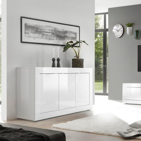 Anrichte Wohnzimmer 3-türig Sideboard 160cm Weiß Hochglanz Modis Wh Basic Aktion