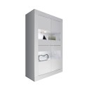 Moderne Wohnzimmervitrine 4 weiße Hochglanztüren Tina Basic Angebot