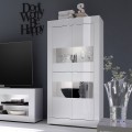 Moderne Wohnzimmer-Vitrine mit 4 Glastüren in glänzendem Weiß Tina Wh Basic Aktion