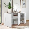 Design-Sideboard Schachmuster 3 Türen in weiß glänzendem Holz Dama Wh S Lagerbestand