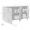 Design-Sideboard Schachmuster 3 Türen in weiß glänzendem Holz Dama Wh S Auswahl