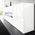 Moderne Küchenkommode 241cm Hochglanz Weiß, 2 Türen, 4 Schubladen, Dama Wh L Aktion