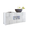 Weiße Hochglanz-Anrichte Dama Wh M, 2 Türen, 2 Schubladen für Esszimmer Angebot