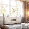 Weiße Hochglanz-Anrichte Dama Wh M, 2 Türen, 2 Schubladen für Esszimmer Modell