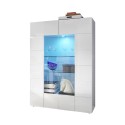 2-türige Glasvitrine glänzend weiß modernes Wohnzimmer 121x166cm Murano Wh Angebot