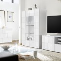 2-türige Glasvitrine glänzend weiß modernes Wohnzimmer 121x166cm Murano Wh Sales
